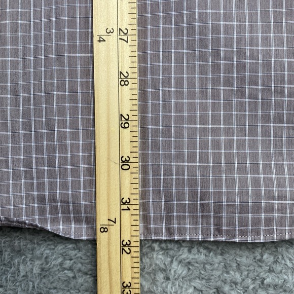 Joseph Abboud Brown Check Non Iron Dress Shirt Size XL Button Up - Picture 10 of 12